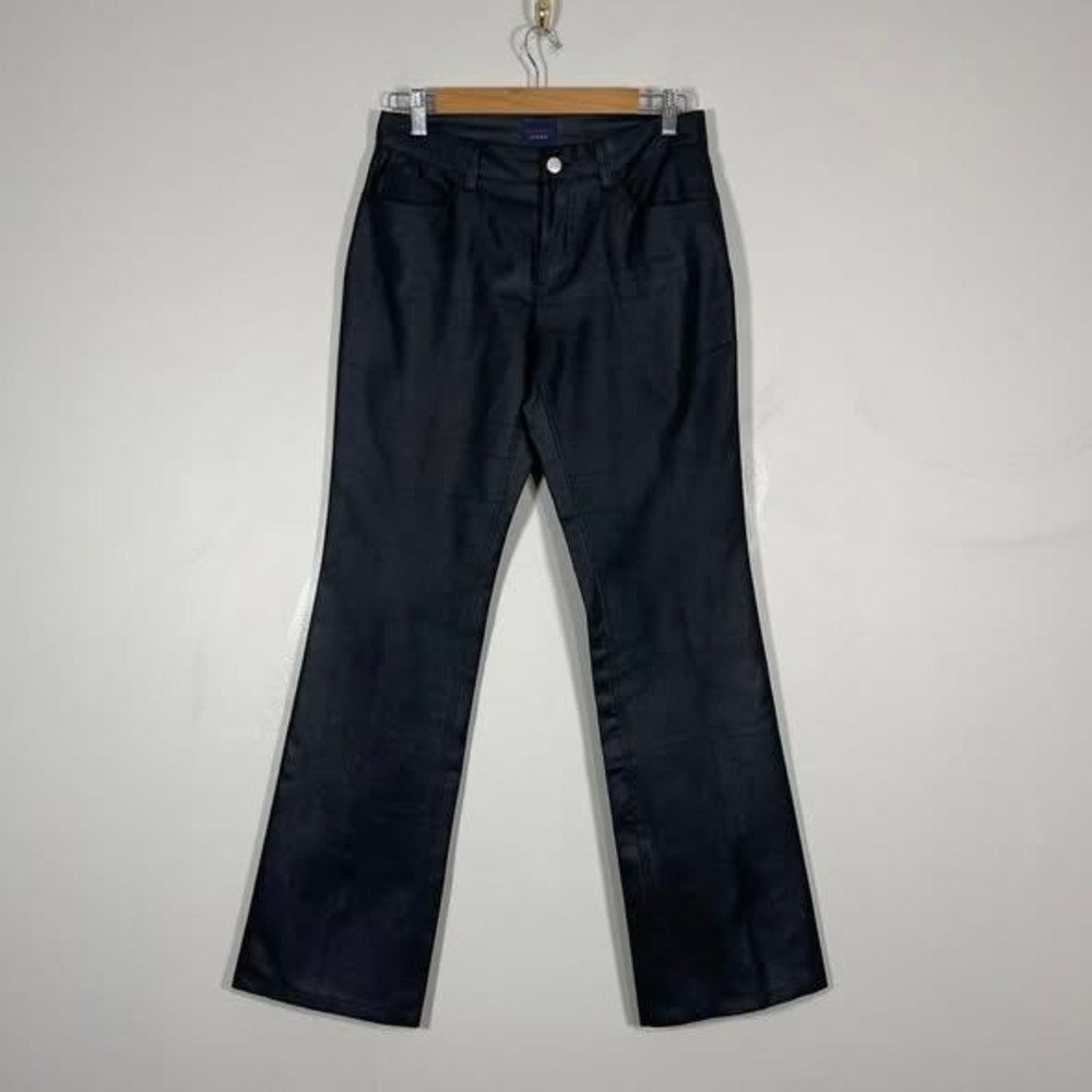 Y2K Tommy Jeans Low Rise Shimmer Pant‎ SZ 7 BLK Poly Bootcut Streetwear Fashion